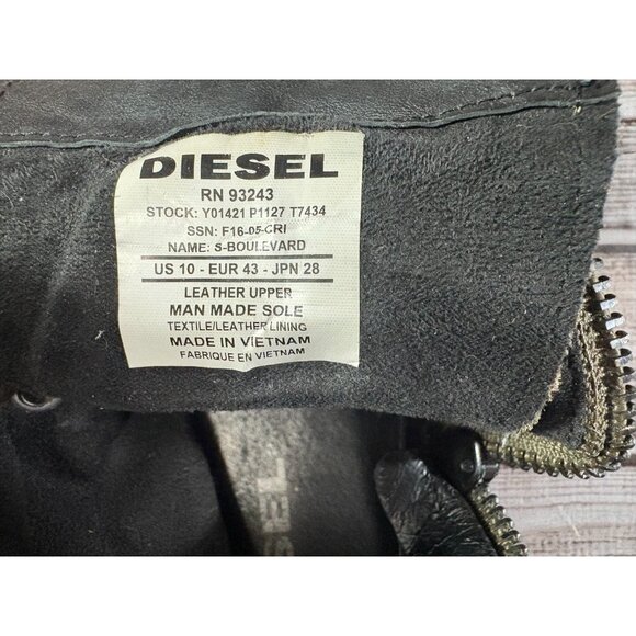 Diesel s boulevar combat style leather zip sneaker boots size 10 US color green - Picture 7 of 9